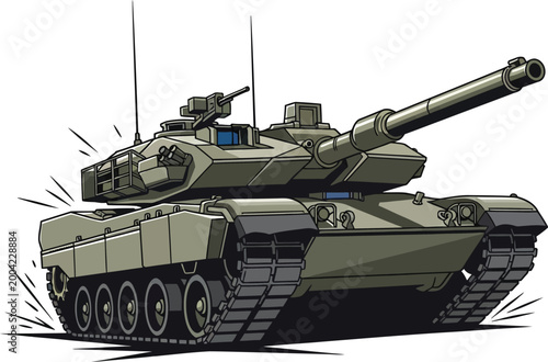 Modern military battle tank isolated on white background.