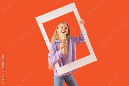 Young woman with doner keba...