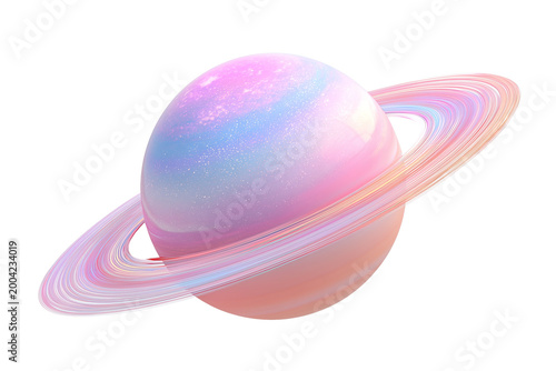 Pastel planet with rings isolated on white background png