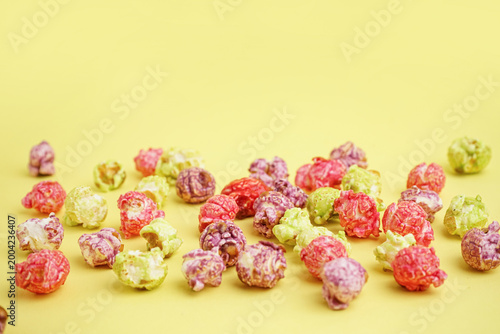 Sweet colorful popcorn on y...
