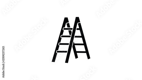 Black silhouette icon of a stepladder isolated on white background.