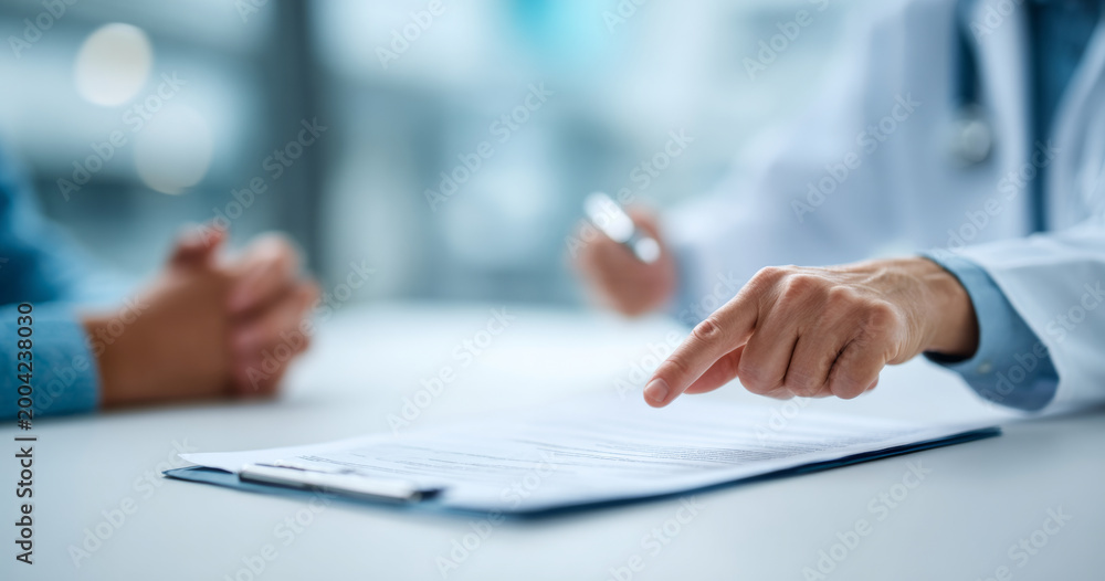 Fototapeta premium Doctor explaining medical document to patient