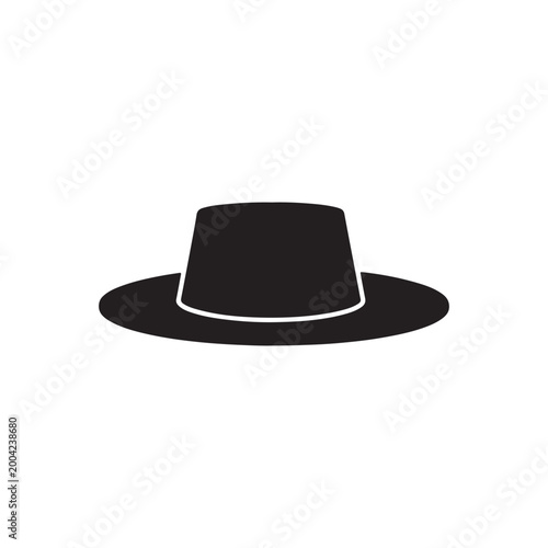 Jewish hat silhouette icon vector flat design