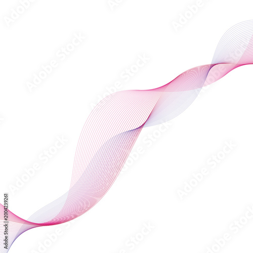 Pink and blue gradient wavy lines on white background