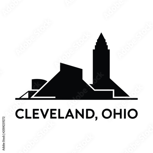 Cleveland Ohio Skyline Silhouette with City Name