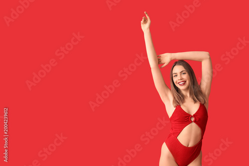 Beautiful happy young woman...