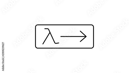Konstfotografi Stateless execution function block with lambda symbol, black line graphic for event-driven cloud architecture