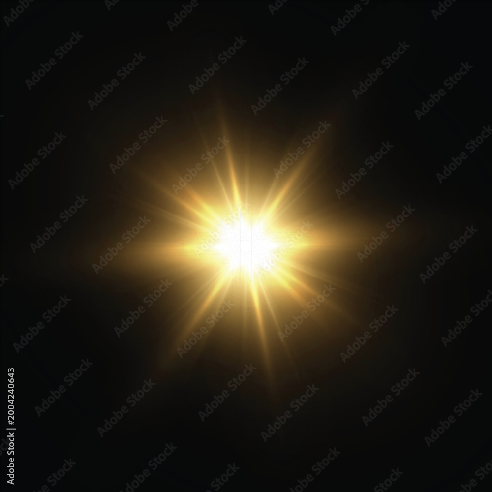 Obraz premium Sparkling star shine overlay light flare PNG.