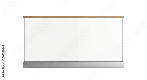 Obraz na plátně Glass railing panel with wooden trim isolated