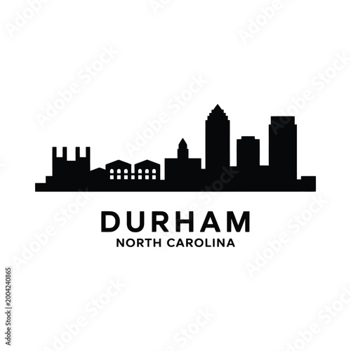 Fotografía durham north carolina skyline silhouette with city name