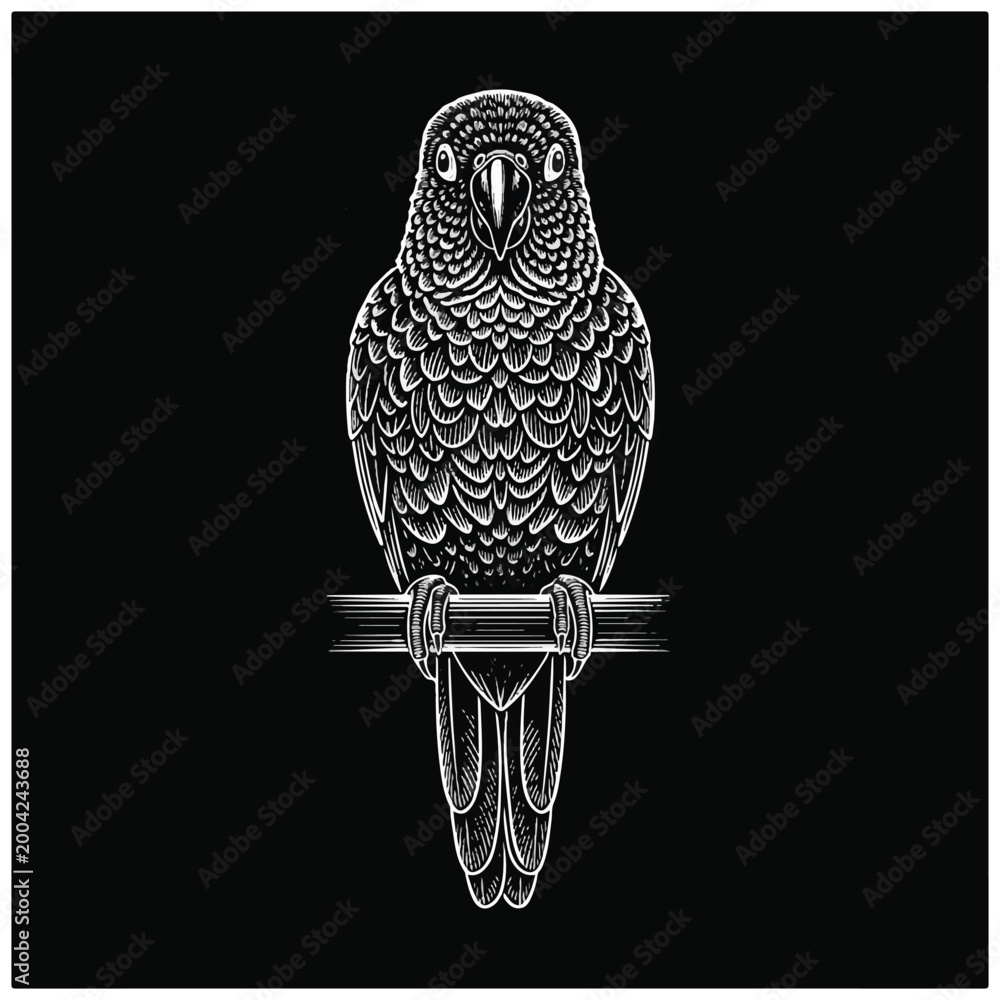 Fototapeta premium Detailed illustration of a parrot bird 4.