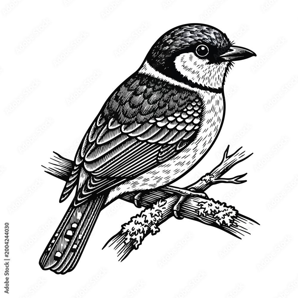 Fototapeta premium Detailed illustration of a small bird 1.