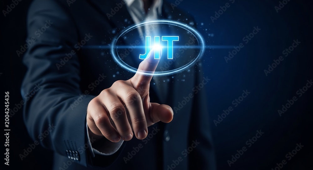Fototapeta premium Businessman Touching Digital JIT Interface for Efficiency Concept