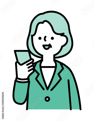 スマホでビデオ通話するシニア女性