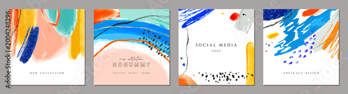 Set of creative artistic backgrounds. Suitable for poster, business card, inv...