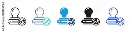 Approved Stamp icon set multiple style collection