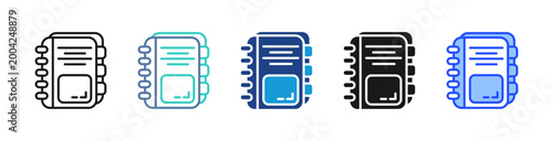Spiral Notebook icon set multiple style collection