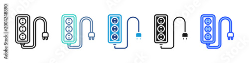 Power Extension icon set multiple style collection