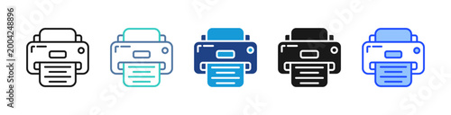 Office Printer icon set multiple style collection