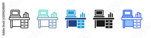 Work Desk icon set multiple style collection