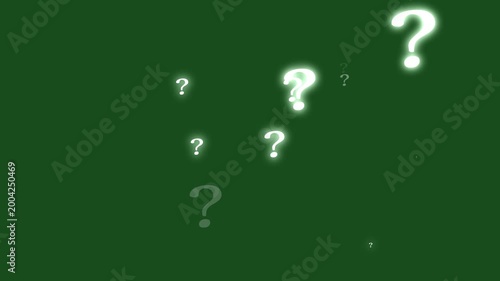 Looping motion graphic of white glowing question mark particles flying toward camera on clean background perfect for education technology presentations concept videos