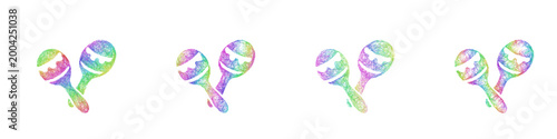 Rainbow color sketch maracas icon design set