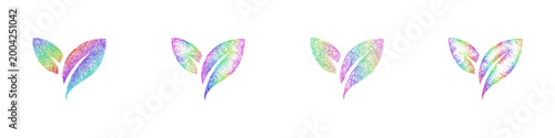 Multicolored sketch leaf logo icon design set