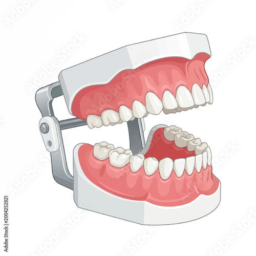 Dental Model Showing Upper and Lower Teeth with Gums for Oral Health Education.