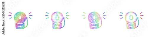 Rainbow color sketch fire alarm icon design set