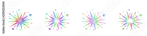Rainbow color sketch explosion icon design set