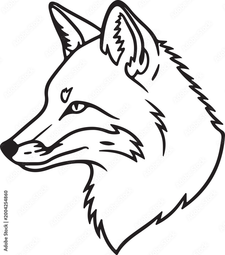 Obraz premium Red fox head in silhouette.