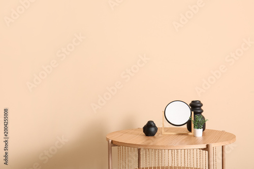 Wooden coffee table with mi...