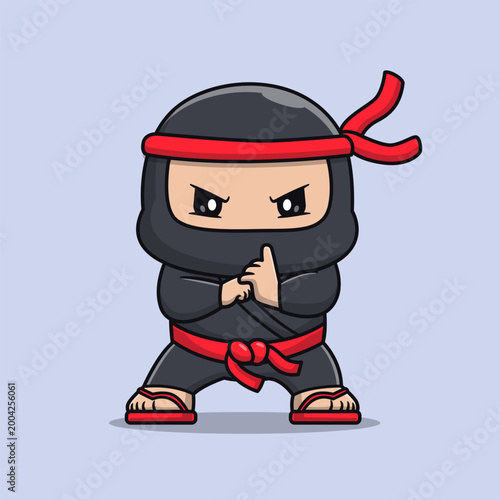 Cute Ninja With Jutsu Hand Cartoon