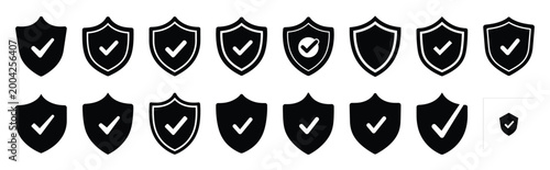 antivirus shield silhouette icon set