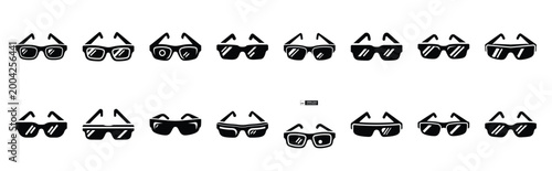 augmented reality glasses icon set