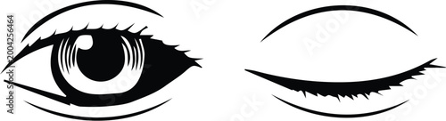 Open half open closed eye