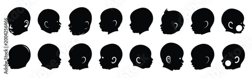 baby face silhouette icon set