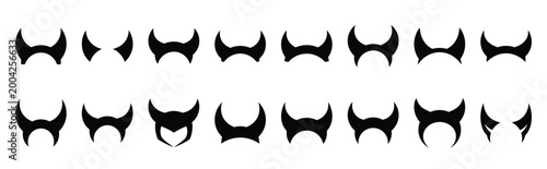 devil horns silhouette icon set