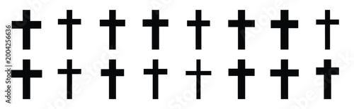 cross symbol silhouette icon set