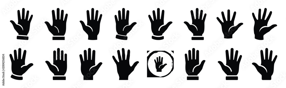 Obraz premium hand palm silhouette icon set