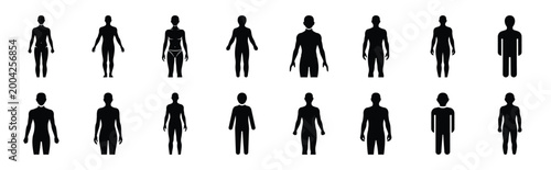 human body silhouette icon set