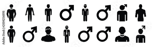 male gender silhouette icon set