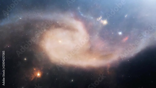 Astronaut exploring vast galaxy starfield cinematic 4k footage fiction