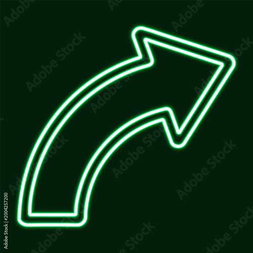 Curved Arrow Neon Glow Direction Turn Icon Navigation Symbol