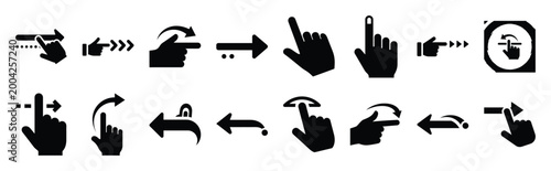 swipe gesture silhouette icon set