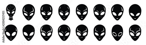 alien head silhouette icon set