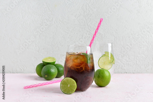 Glass of cold Cuba Libre co...
