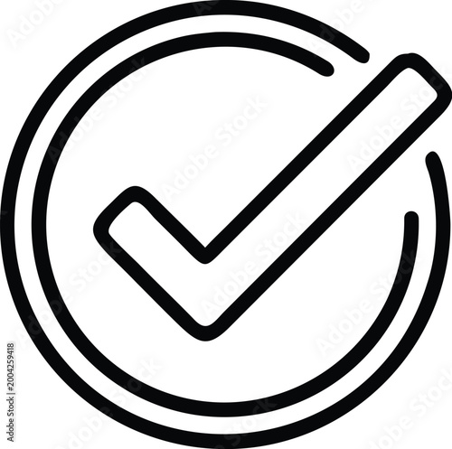 check mark icon black and white line drawing of a verification symbol high quality professional detailed modern elegant stylish clean crisp