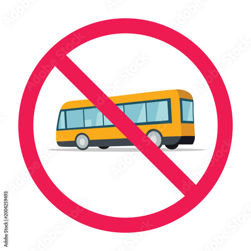 No bus sign, public transport restricted sign, no parking for buses, forbidden large vehicle sign, four wheel vehicle prohibited symbol