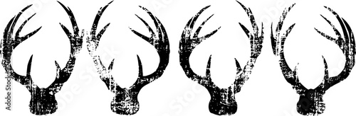 rustic deer antler silhouettes in black vintage distressed set